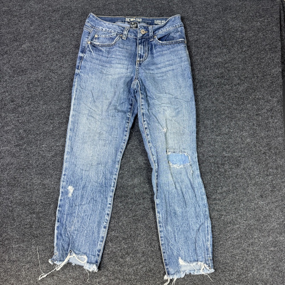 Rewash Classic Rise Vintage Reunion Jeans Womens 3/26 Blue Denim Cotton Cropped